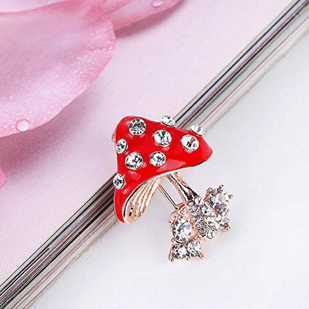 Modische Pilz-Brosche, Kristall-Strass-Brosche, Schmuck, Kleid, Schal, Schal