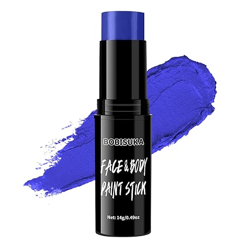 BOBISUKA Barra de pintura azul para rostro y cuerpo en barra de ojo azul oscuro para deportes a base de agua, kit de pintura facial de secado