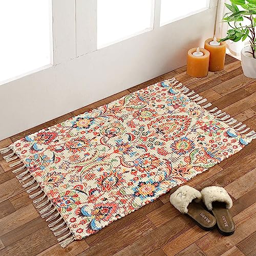 Handmade Sustainable Printed Modern Dhurrie/Rugs/Carpet upcycled ...