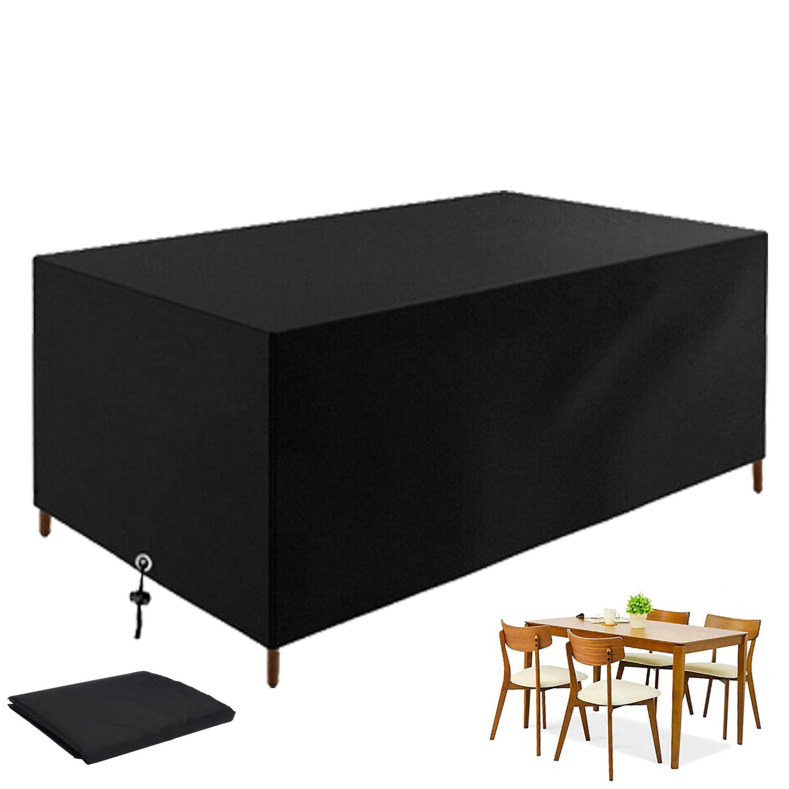Housse Salon de Jardin Exterieur 213x103x74 Différentes Tailles 420D Oxford Résistant À La Déchirure pour Anti-UV Rectangulaire Housse de Meubles avec Boucle de Verrouillage Noir
