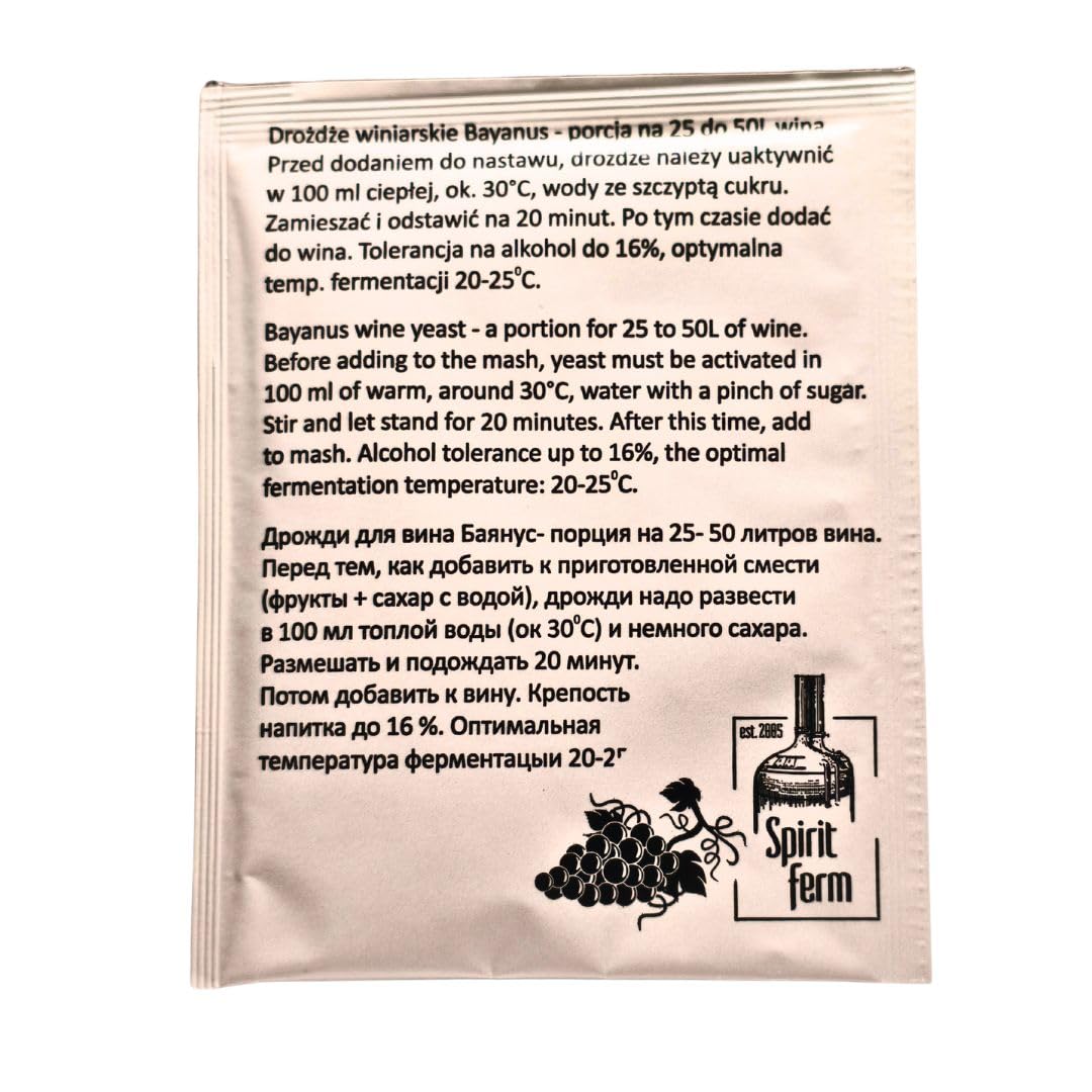 Wine Yeast 50L, Levadura para Vino Tinto y Blanco, Para Sidra, Para Hidromiel, Fermentación Activa