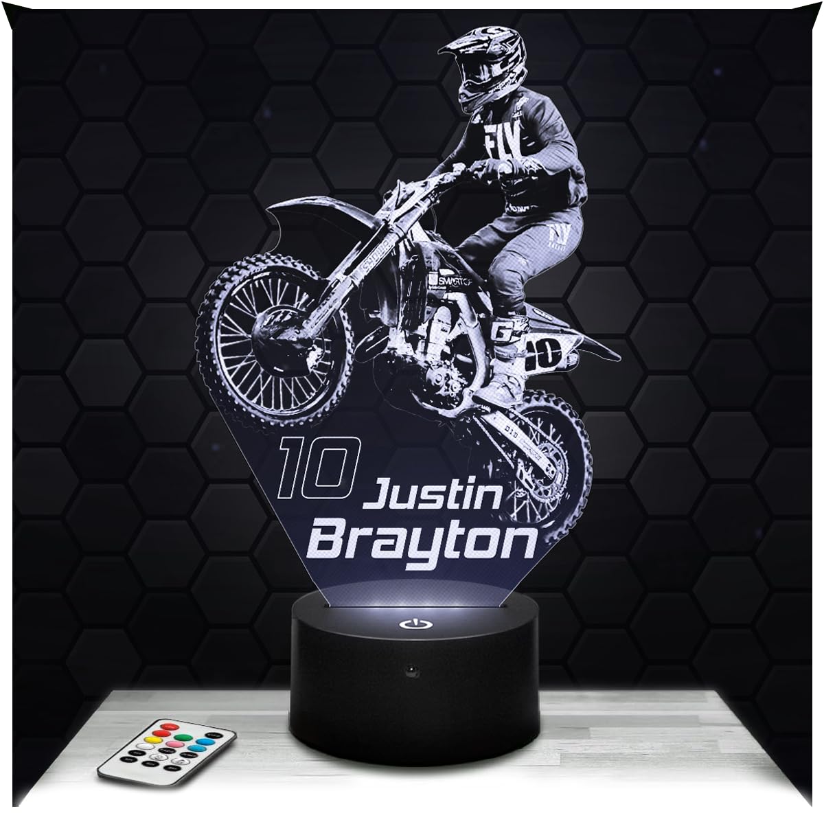 Lampephoto.fr - Justin Brayton Motocross 3D Lamp Super Cross Decoration, Gift Idea for Men Justin Brayton Motocross Adult Night Light Room Decor, Original Christmas Gift Idea for Men,Merchandising