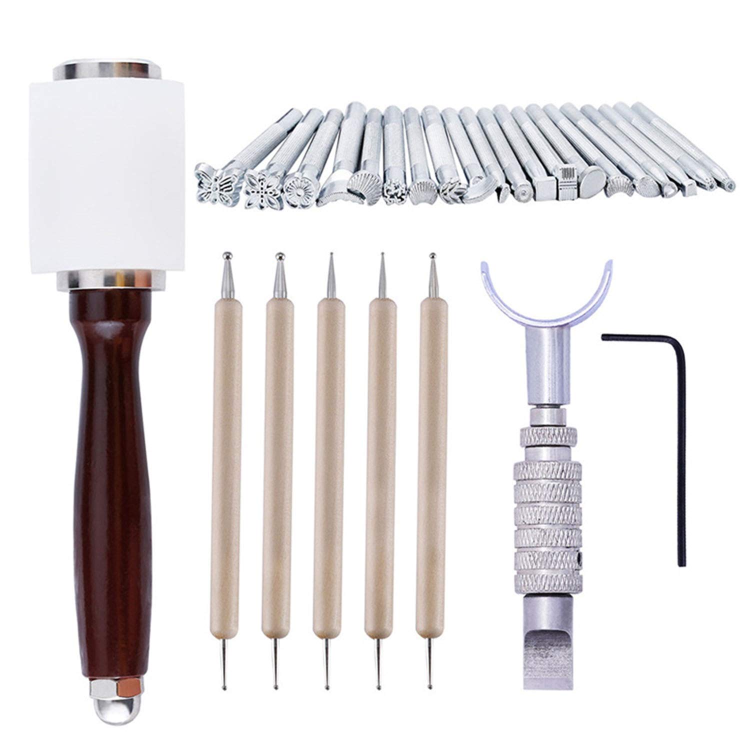 Lederschnitzerei-Sets DIY Leder Werkzeug Set Hand Nähen Set Leder Art Tools handgefertigte Lederwaren