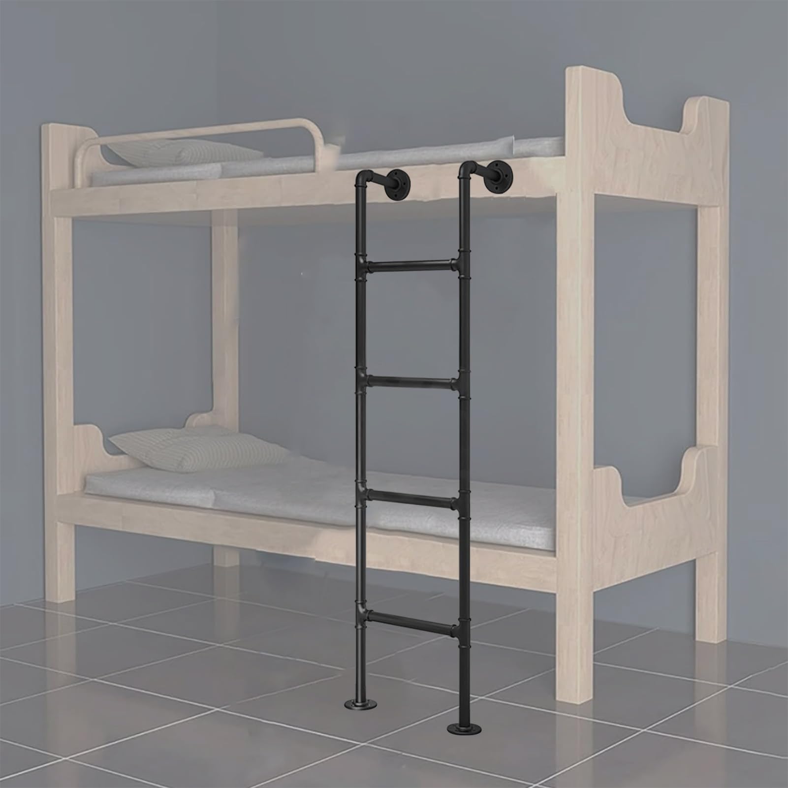 Wall Mounted Ladder, Bunk Bed Ladder Heavy Duty Metal Wall Mounted Ladder RV Camper Dorm 330 LBS 105-300cm(170cm/67in)