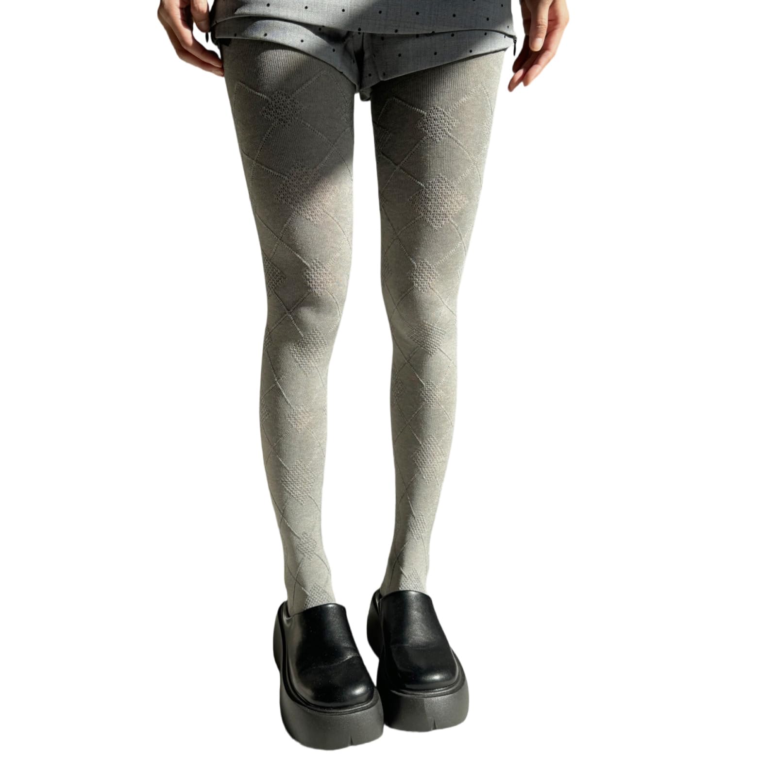 Maxtonser Vintage Argyle Pattern Cotton Tights for Women Breathable Leggings Winter Fall Color Opaque Pantyhose Stockings