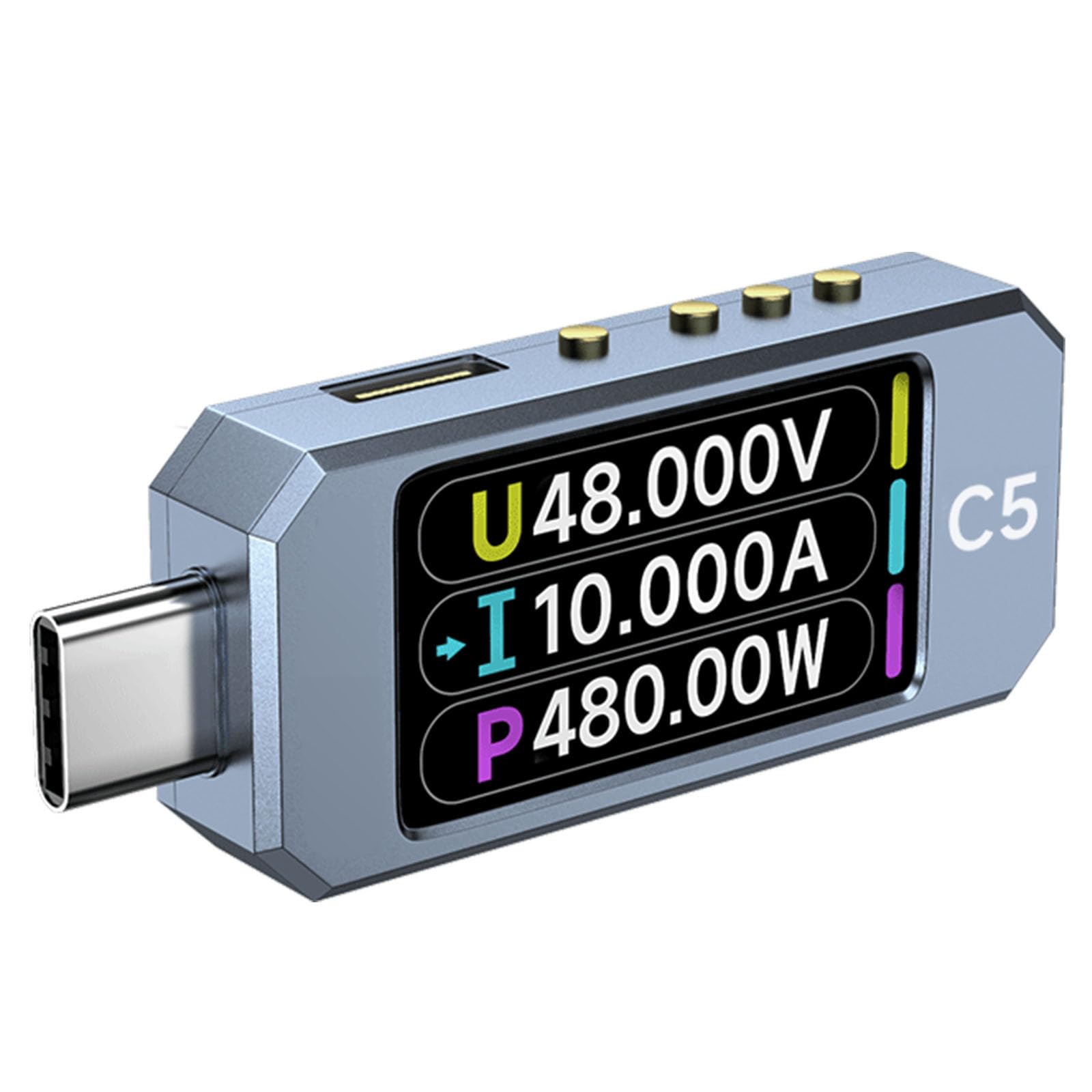 Multímetro digital de alta precisión USB C 3.1 DC48V para medición de voltajes y corriente con pantalla