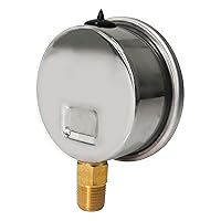 Vista 3 de HFS (R) -30inHg-0-150psi Manómetro de vacío relleno de líquido de glicerina, tamaño de dial de 2.5", montaje inferior NPT de 1/4", caja de acero