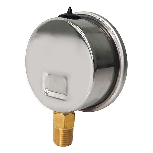 Miniatura 3 de HFS (R) -30 a 150HG medidor de presión de aire al vacío lleno de aceite de 2.5 pulgadas (semiacero)