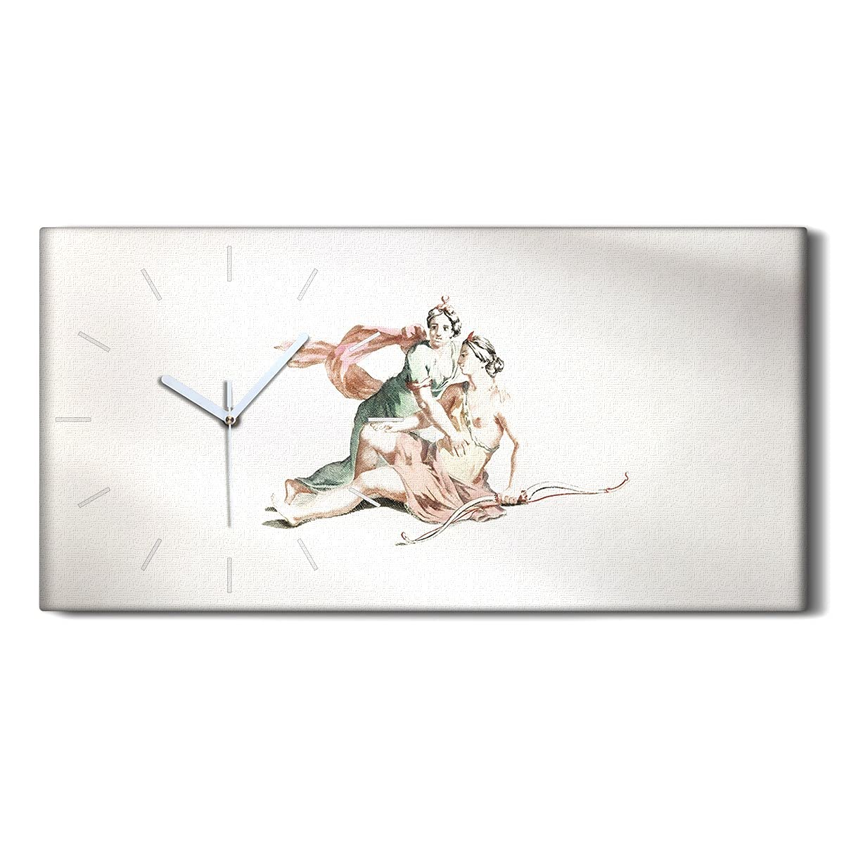 Horloge sur Toile Artemis Bow 60x30cm Image Murale Silencieuse pour Déco Salon