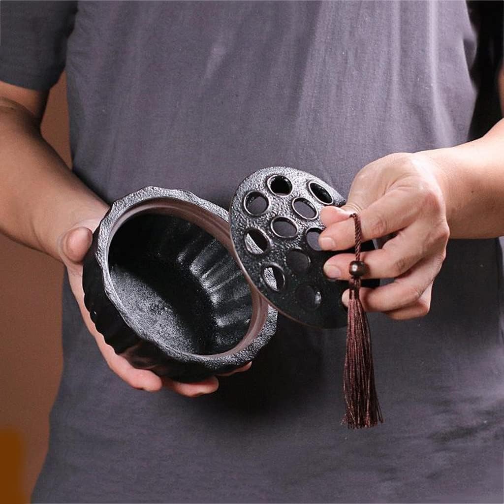 Incense Holder Ceramic Incense Burner with Lid, Lotus Pod Coil Incense Burner, for Home Office Teahouse Yoga Bedroom Meditation Incense Burner