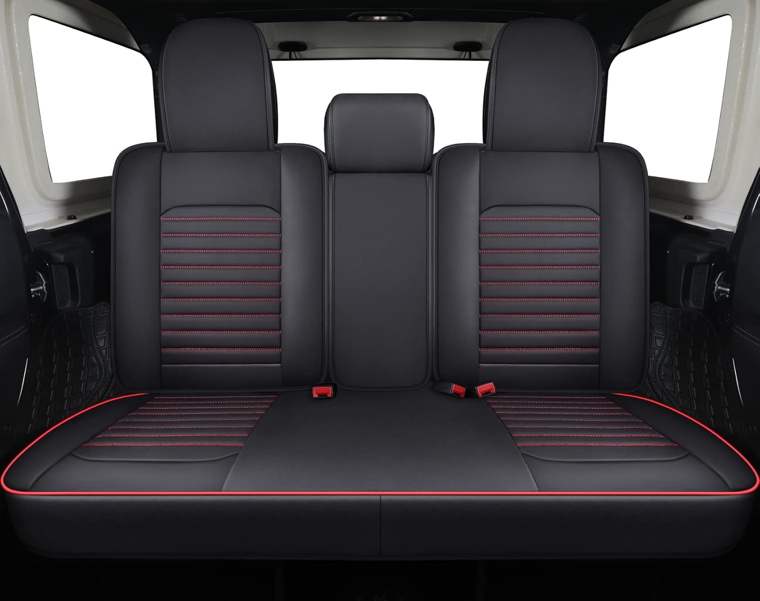 Aierxuan Seat Covers Compatible with Jeep Wrangler 2007-2026 4door JK JL Rubicon EcoDiesel Unlimited Altitude Luminator Concept Pickup Truck Waterproof Leather Full Set car Cushions (Black-Red)