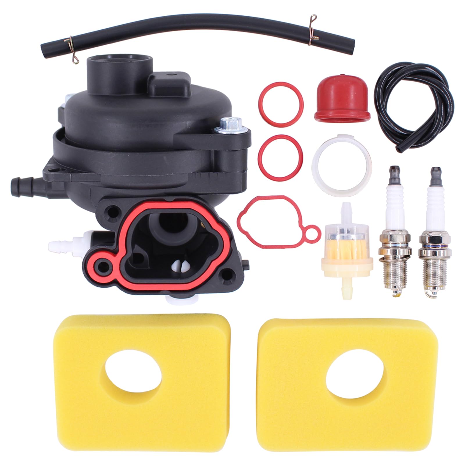 Vergaser Rasenmäher Motor Ersatz mit Luftfilter Zündkerze Dichtung Benzinfilter Kraftstoffleitung Primer Pumpe für Briggs & Stratton 799583 591160 593261 591110 300E 450E 500E 550E 575E 125cc Series