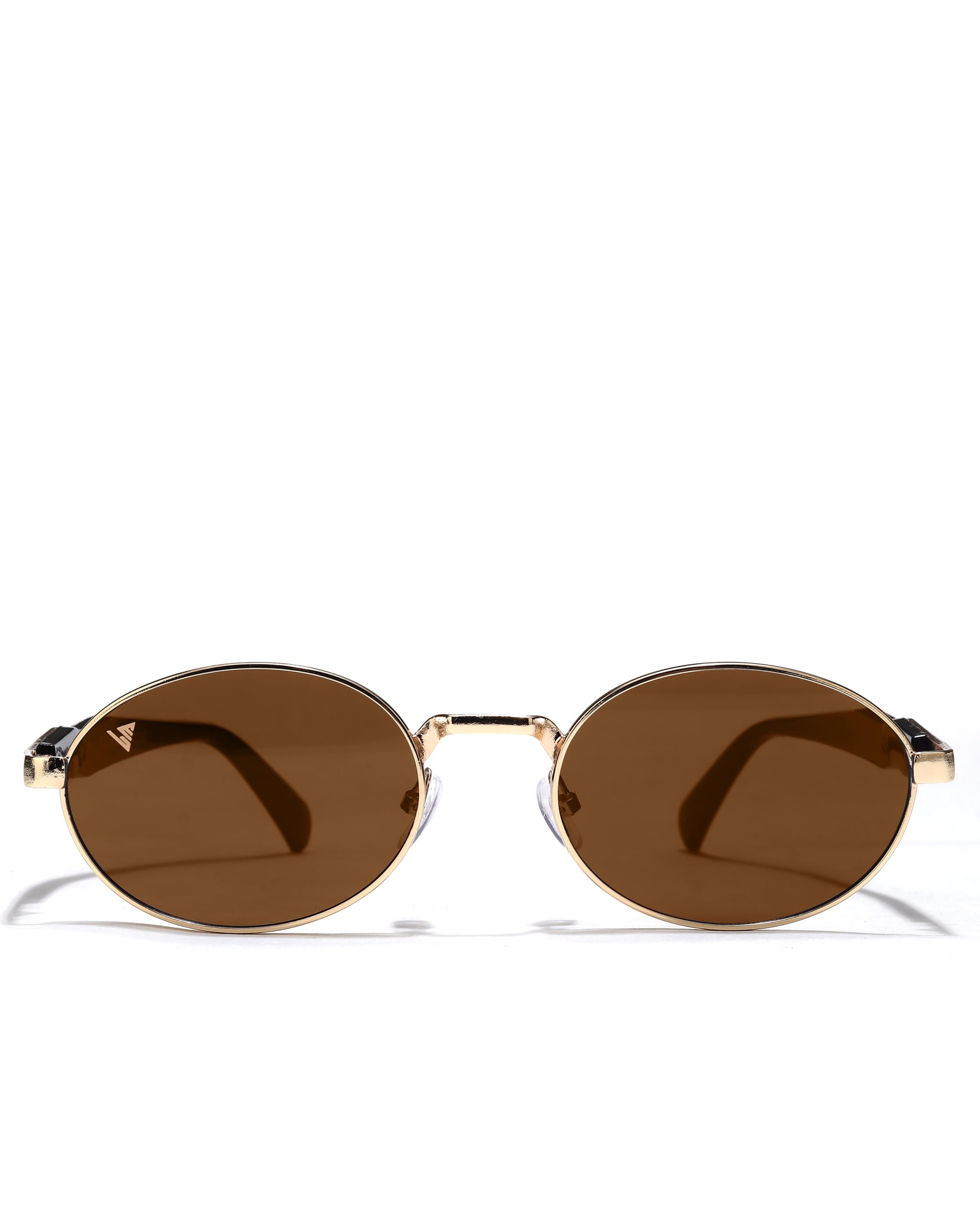 OVERA LUXURY Oval Metal Sunglasses for Men & Women | UV400 in Golden-Orange, Green, Brown & Silver-Black”-image-48