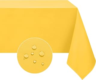 Softalker Rectangle Tablecloth, Waterproof Table Cloths Wrinkle Free Fabric Washable Polyester Table Cover for Dining Tables Party Outdoor Camping Parties Buffet - 52 x 70 inch, Yellow