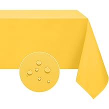 Softalker Rectangle Tablecloth, Waterproof Table Cloths Wrinkle Free Fabric Washable Polyester Table Cover for Dining Tables Party Outdoor Camping Parties Buffet - 60 x 84 inch, Yellow