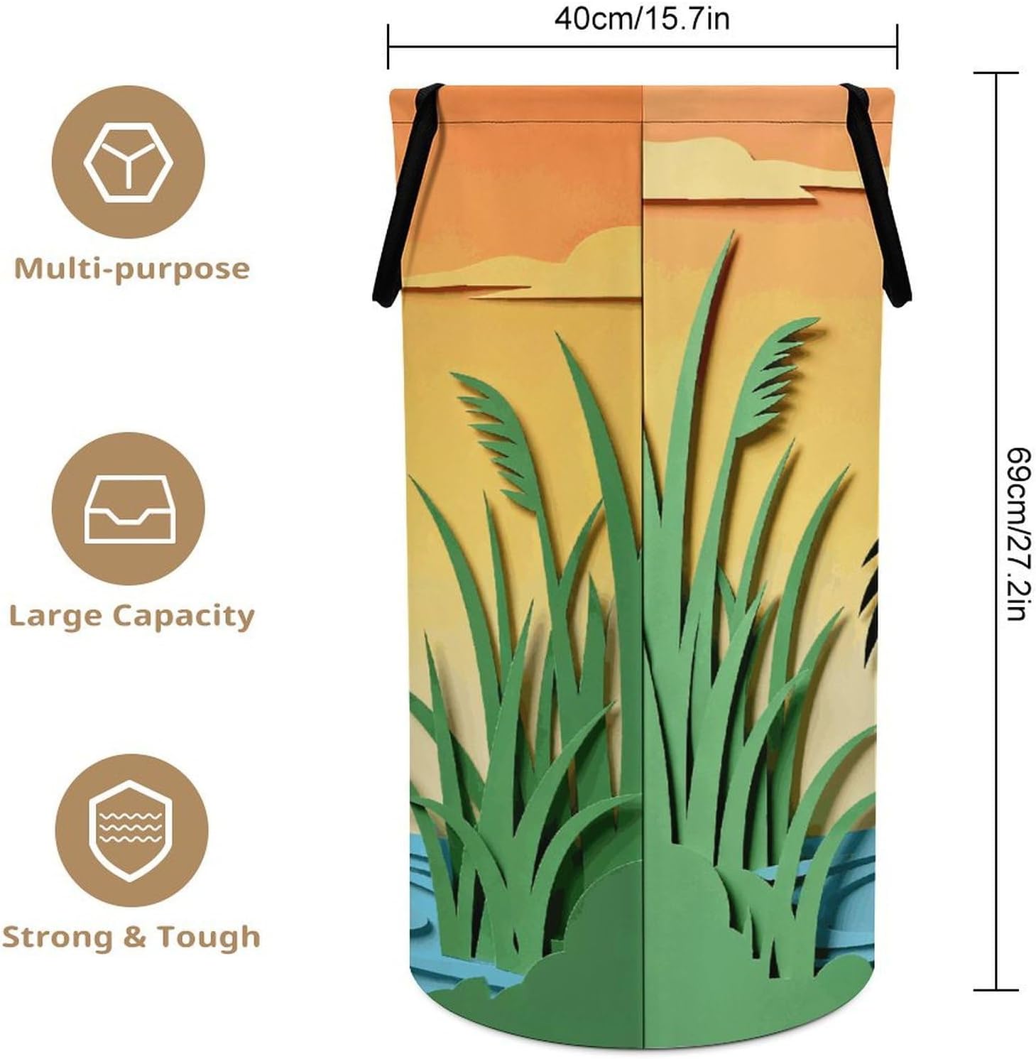 Elegant Grace of Crane Silhouette Laundry Hamper Portable Lightweight Clothes Hampers Fashion Dirty Laundry Storage Basket Large Capacity Foldable Clothes Baskets for Bathroom Bedroom