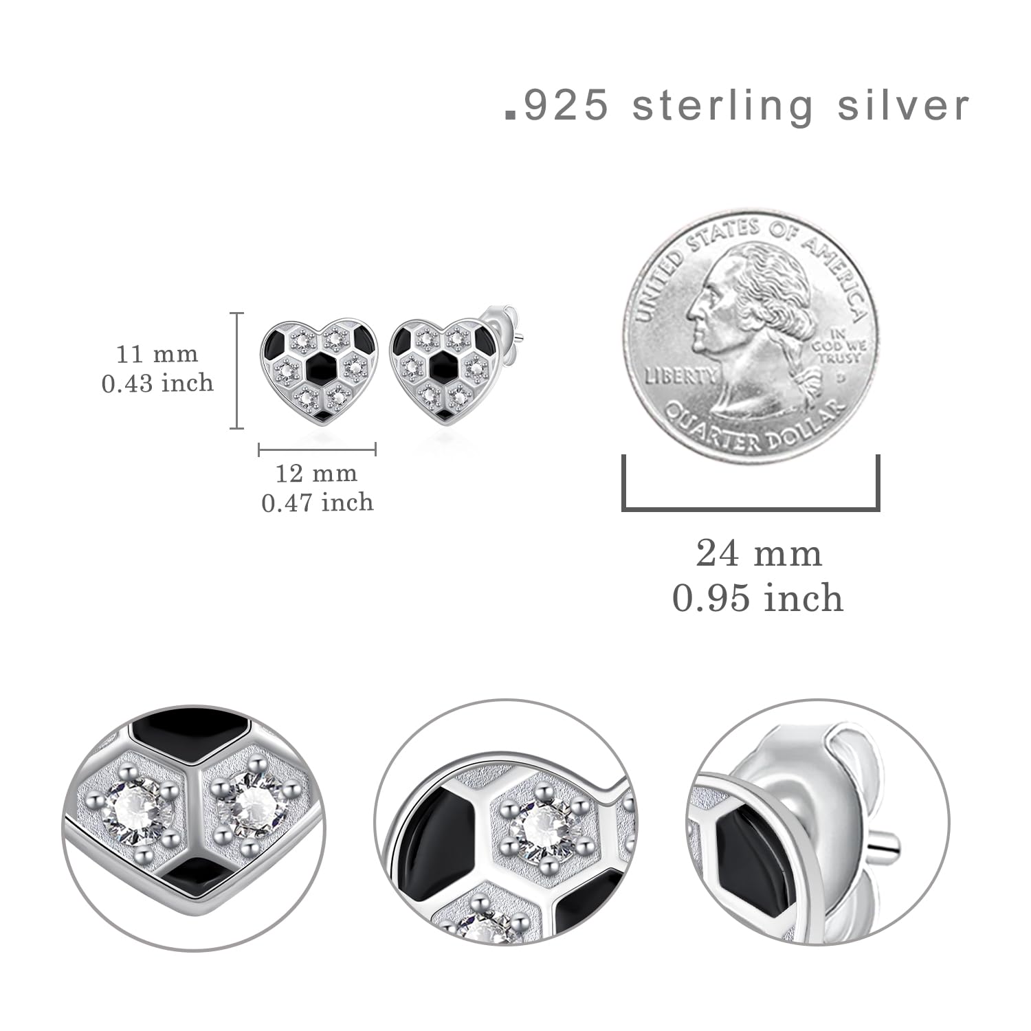 Orecchini da calcio in argento Sterling 925 da donna, gioielli sportivi, regalo per donne