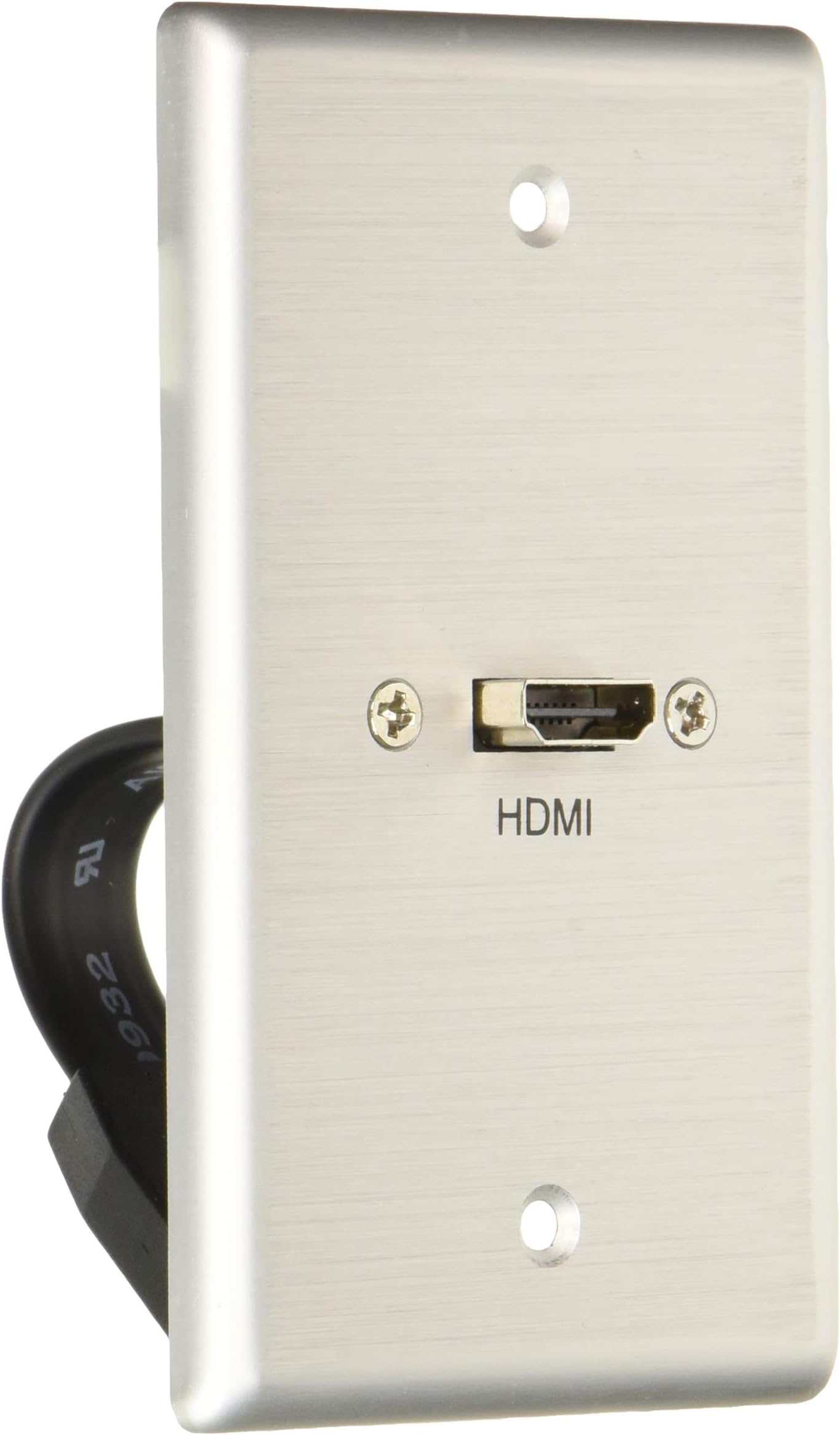C2G Legrand - Single Gang Wall Plate, HDMI Wallplate with Pass Through to Use as Video Wall Plate, 6.258 x 3 x 2.25 Inches, Brushed Aluminum, 1 Count, 39870