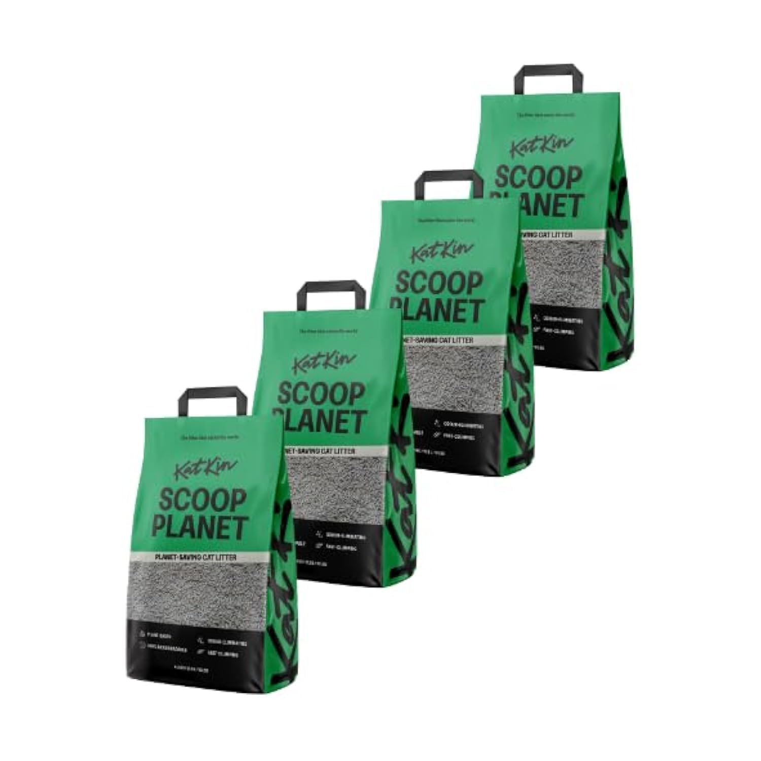 KatKin Scoop Planet Litter (4x4.5kg/12.8L bag): Plant-Based, 100% Biodegradable, Non-Tracking, Clumping Cat Litter Made With Non-Toxic, Eco-Friendly Pea fibre & Millet