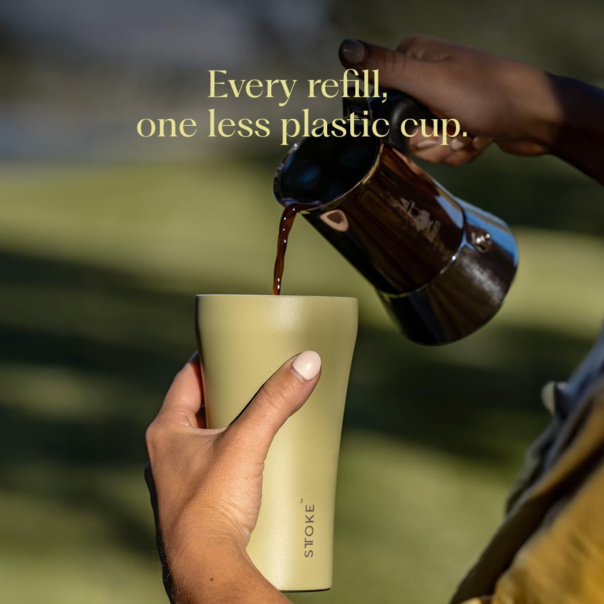 Sttoke The Mossy Meadows Classic with Leakproof Lid Mousse Taupe Tumbler, 12 oz. Capacity