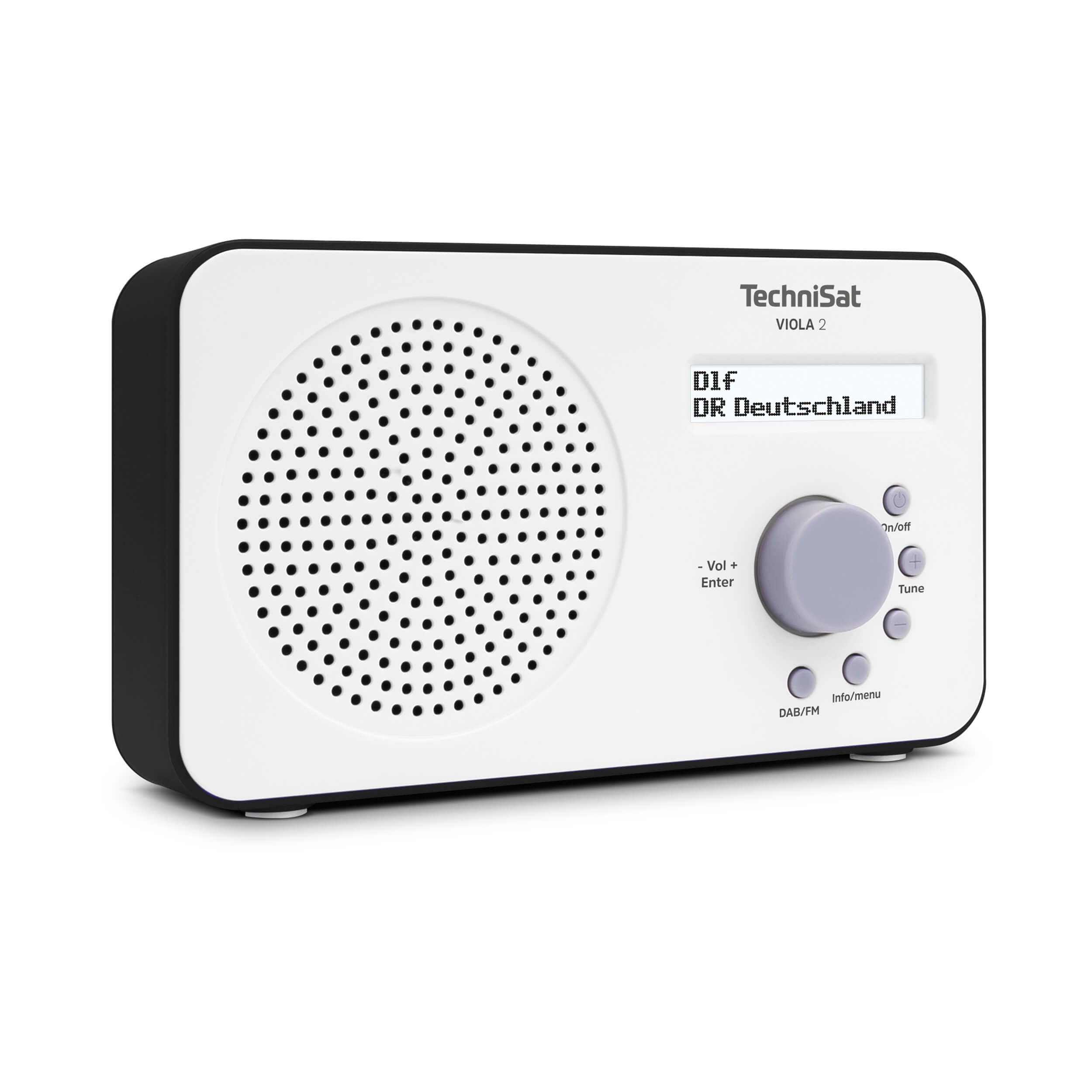 TechniSat VIOLA 2 - Radio DAB portable (DAB+, FM, Haut-parleurs, Prise casque, Ecran sur 2 lignes, Touche de commande, petit, 1 Watt RMS) blanc/noir