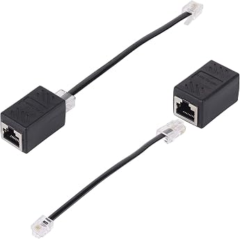 RJ45 Ethernet-Splitter RJ45-Netzwerk-Splitterkabel Adapter von RJ45-Buchse auf RJ11-Stecker Ethernet-RJ45-8P8C-zu-Telefonkabel-RJ11-6P4C-KonverterBK-S 5Inch