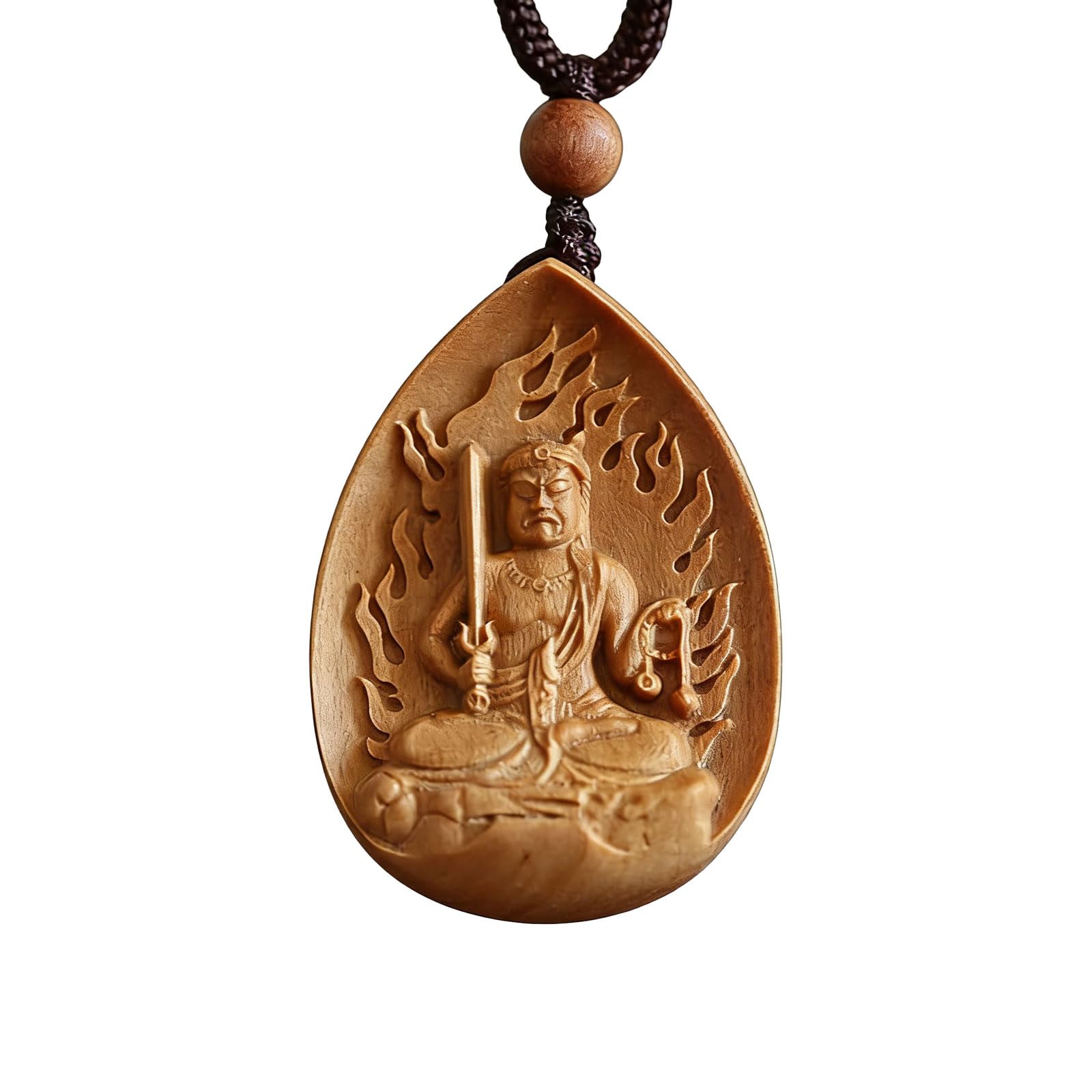 Amazon.co.jp: 仏像【不動明王】 ペンダント ネックレス 木彫り
