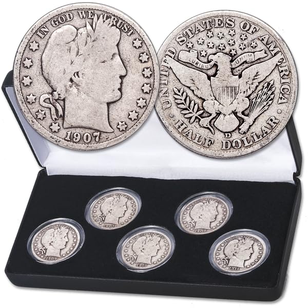 1907-1911 Consecutively Dated Barber Half Dollar 5-Coin Set with Case