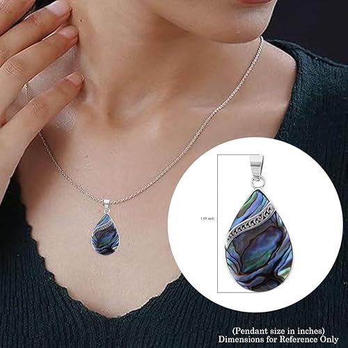 Miniatura 6 de Abalone Shell Pendant in 925 Sterling Silver - Natural Abalone Pendants for Necklaces - Boho Beach Charm Costume Western Jewelry for Women -