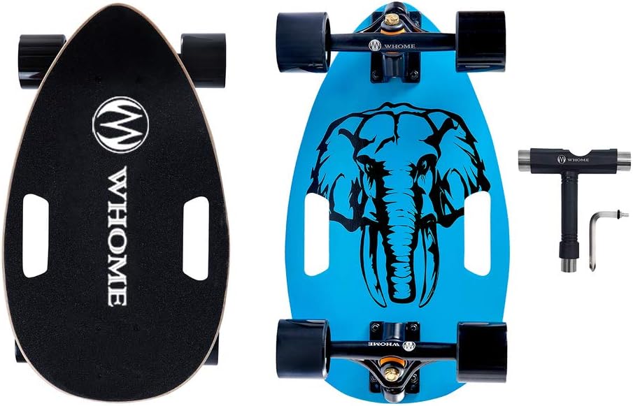 WHOME Pro Portable Skateboard for Adult Youth Kid and Beginner - 17" Mini Longboard Cruiser Skateboard Complete 7 Layer Alpine Hard Rock Maple Deck T-Tool Included