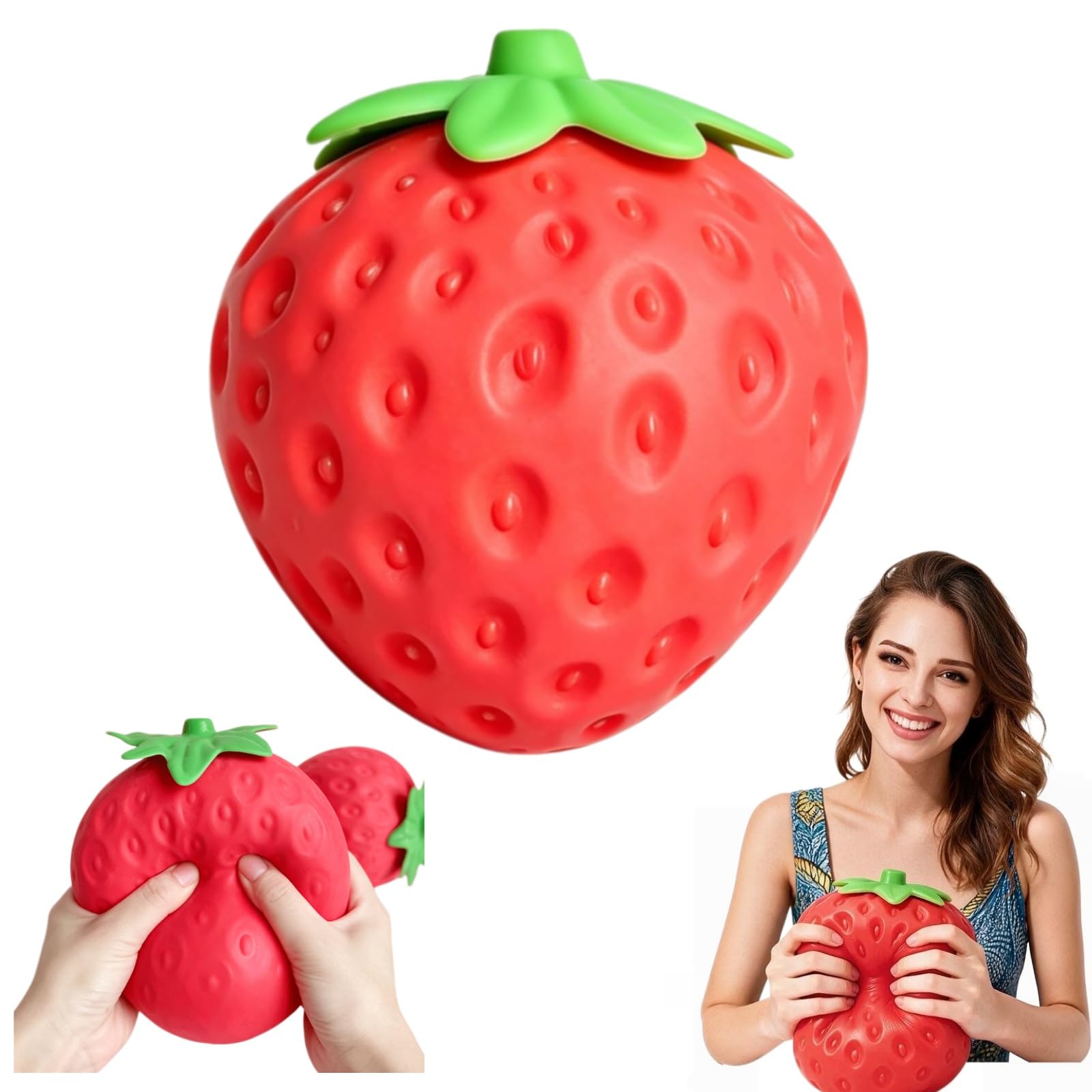 6inch Giant Strawberry Squishy, Big Strawberry Stress Ball Cute Sensory Fidget Stress Balls Slow Rising Squishies Stress & Anxiety Relief for Home Office