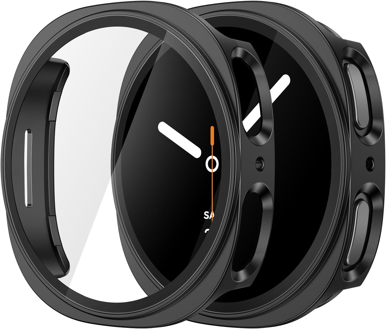 Misxi 2-Pack Hard PC Case with Tempered Glass Screen Protector for Samsung Galaxy Watch 8 44mm, Overall Protection Anti-Slip Scratch-Resistant Cover for Galaxy Watch8, Black