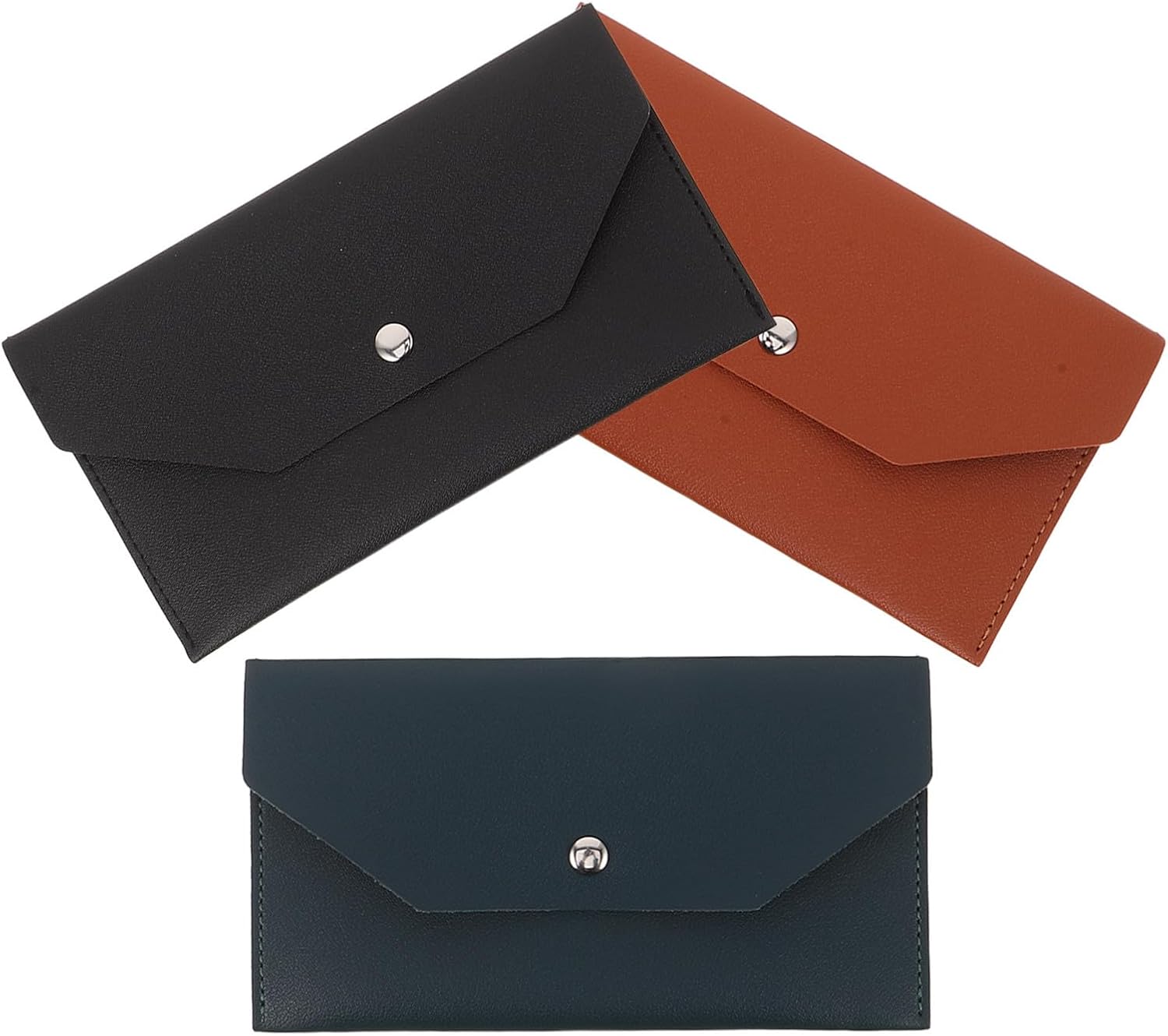 jojofuny 3pcs PU Leather Envelope Card Wallets for Travel Business