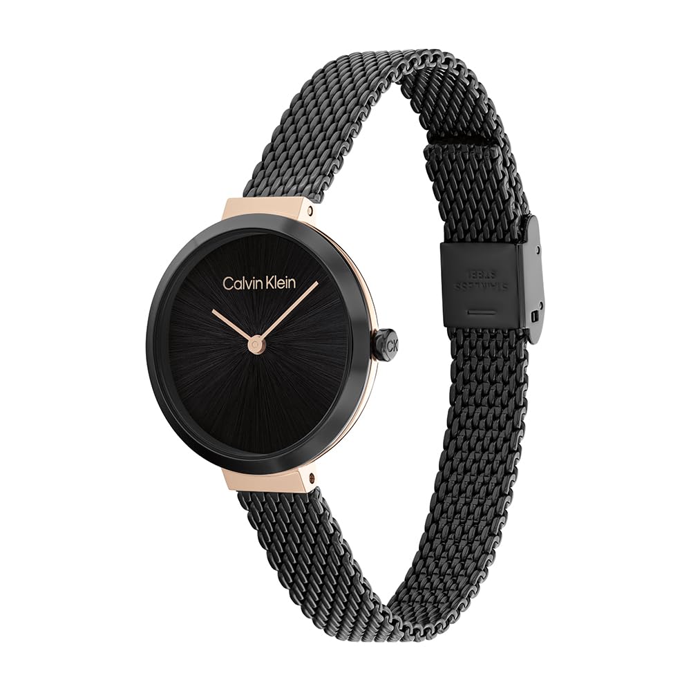 Calvin Klein Reloj Analógico de Cuarzo para Mujer con Correa de Malla de Acero Inoxidable