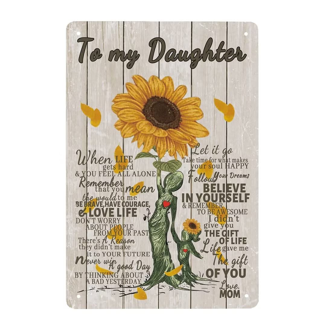 In A World Full Of Roses Be A Sunflower Retro Tin Sign Funny Metal Signs Gift for Women Home Office Living Room Bedroom Garden Yards Wall Decoration 8×12 Inches