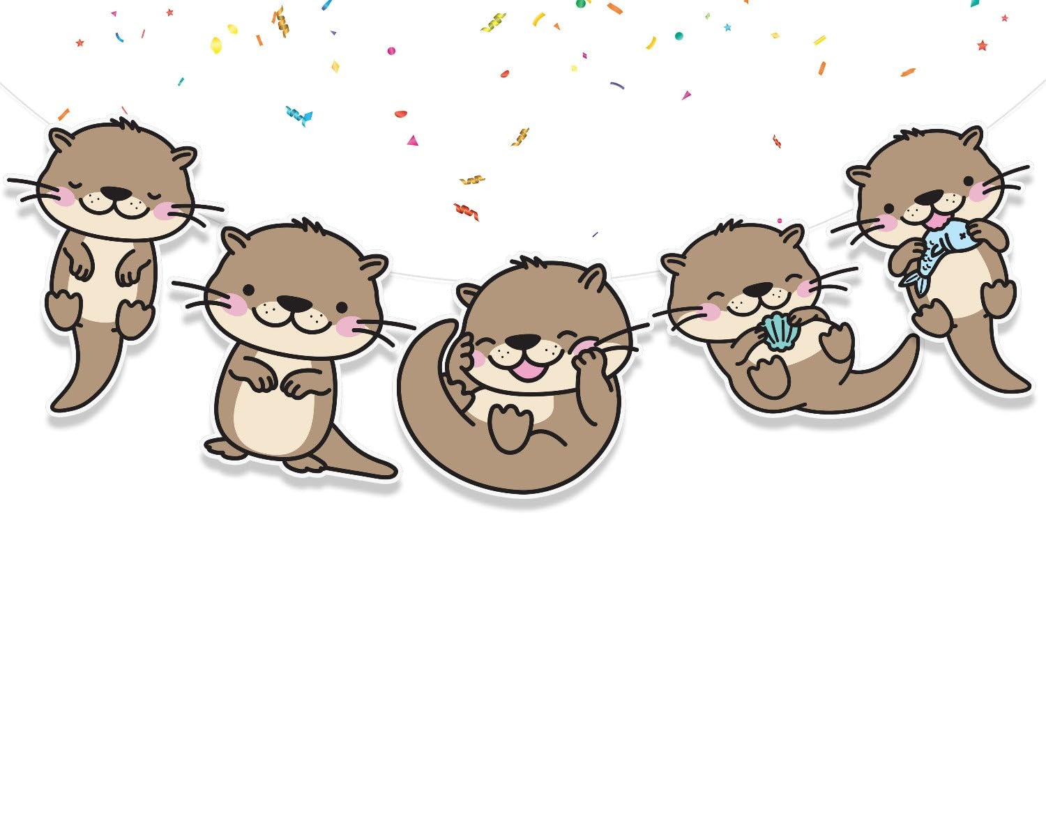 PC Otter Birthday Banner Cute Sea Animals Friends Party Supplies | Birthday Decorations for Cute Otters Theme
