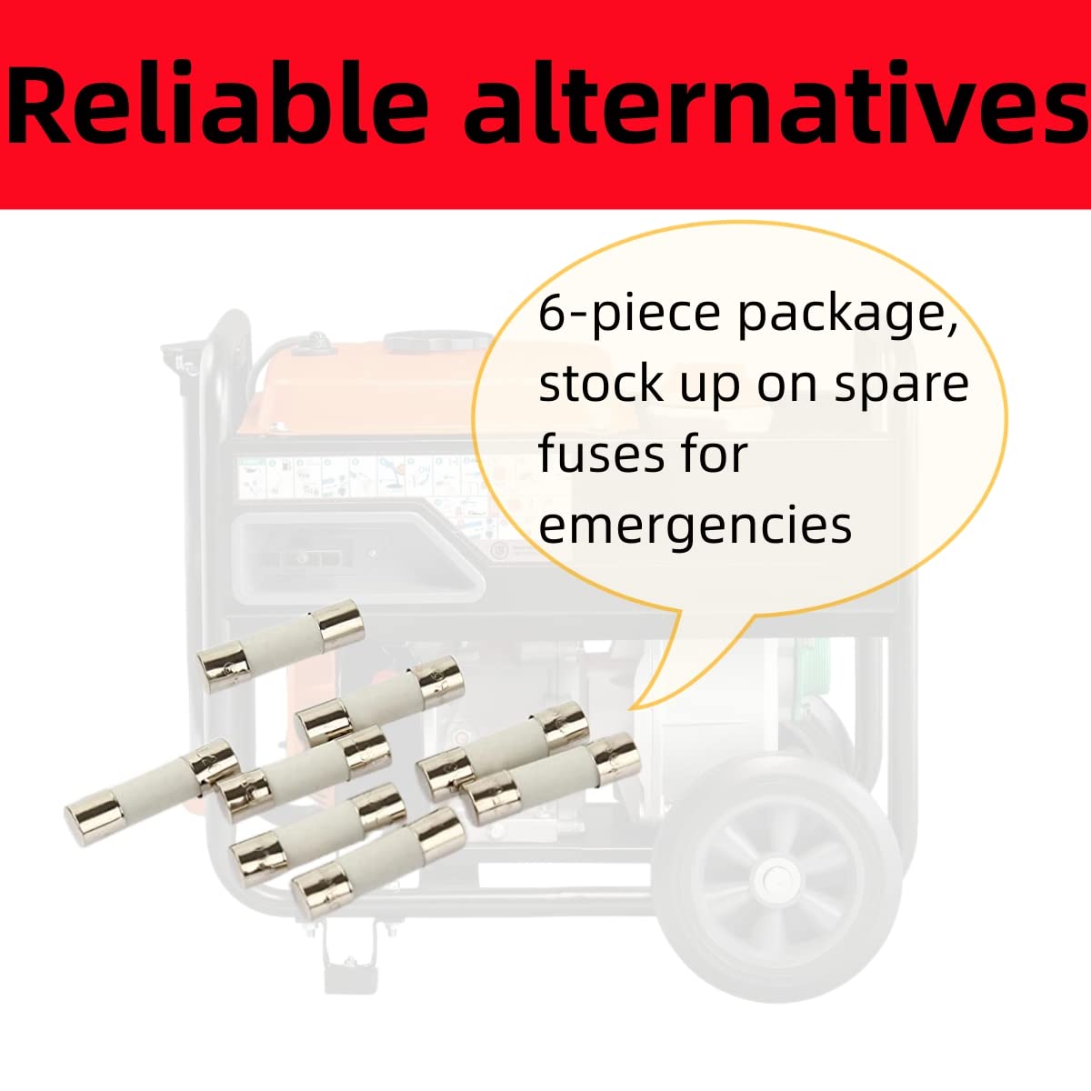 Fuses Replacements for Generac Replaces for 10000005117 | 6.3A 250VAC 5MMX20MM 6.3 AMP (6-Pack)