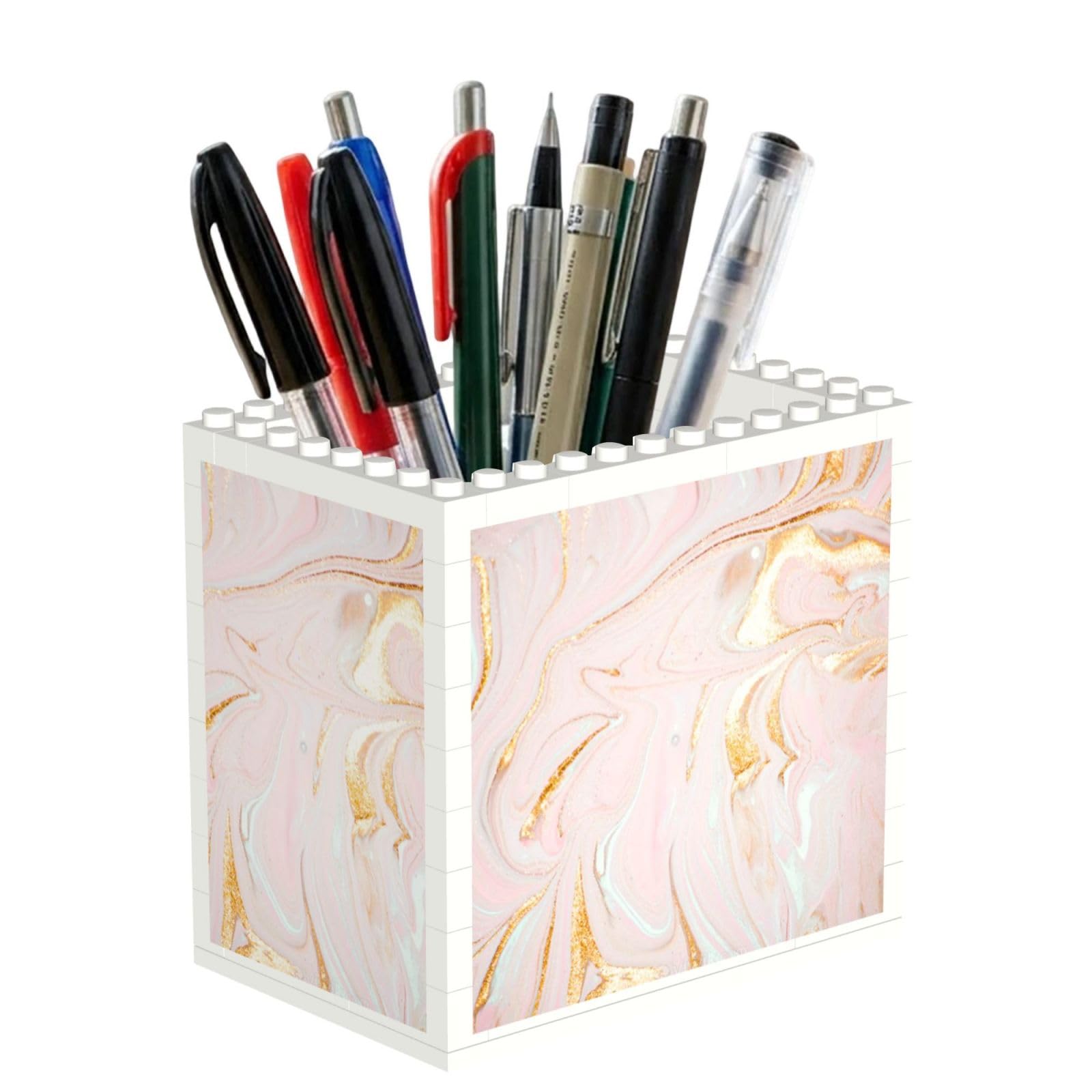 Poadnly Pastel Marbling Fitted, Pen Pot Pencil Holder for Office Home School, Compact Desk Organiser for Office Stationery