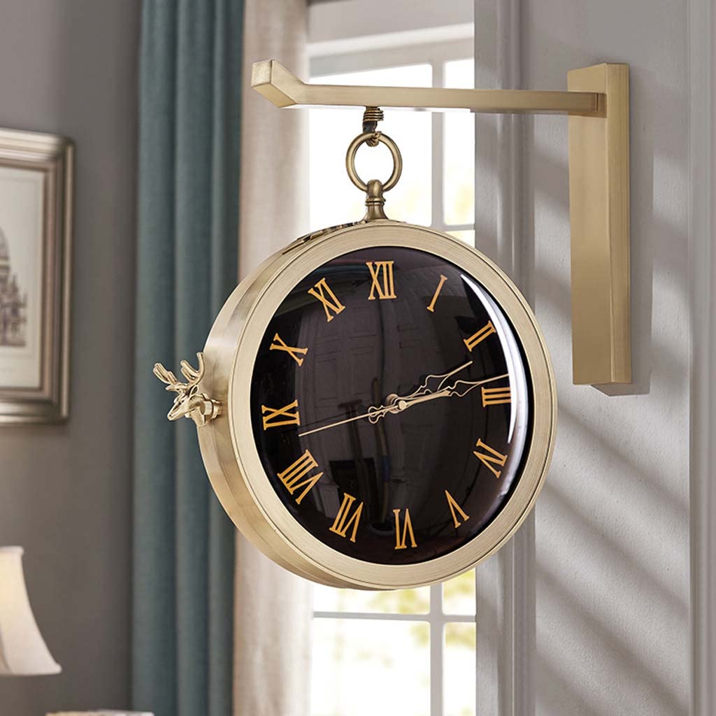 Orologio da Parete bifacciale per la casa, Soggiorno, Orologio al Quarzo Moda Silenzioso, quadrante Nero