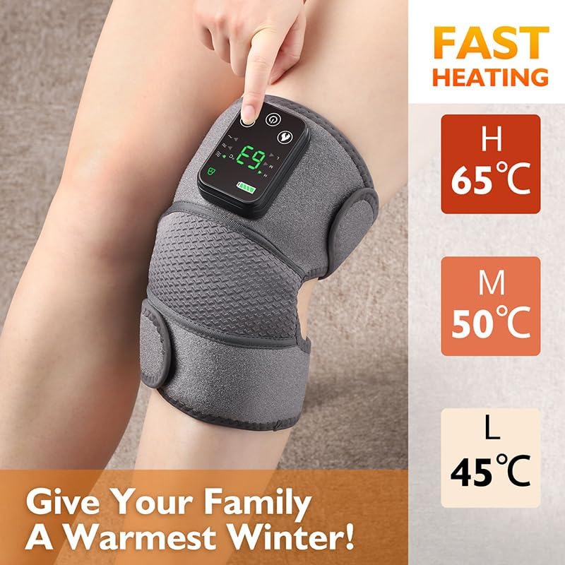 Miniatura 2 de Masajeador de rodilla, rodilleras térmicas inalámbricas con vibración, 3 vibraciones ajustables y modos de calefacción (2)