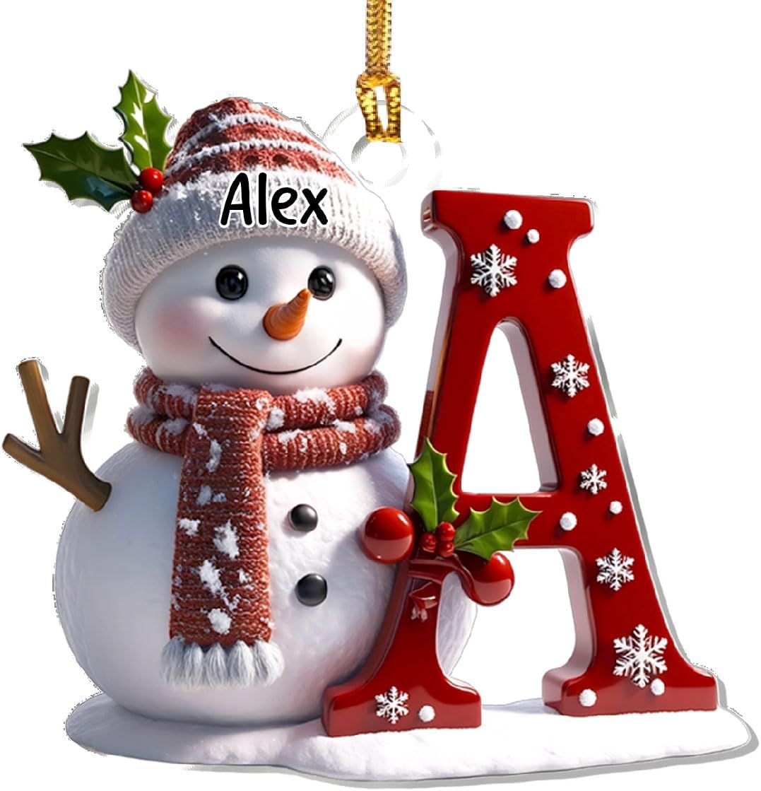 Joymade Personalized Acrylic Ornament for Women, Men, Grandma, Bestie (Snowman Merry Christmas)
