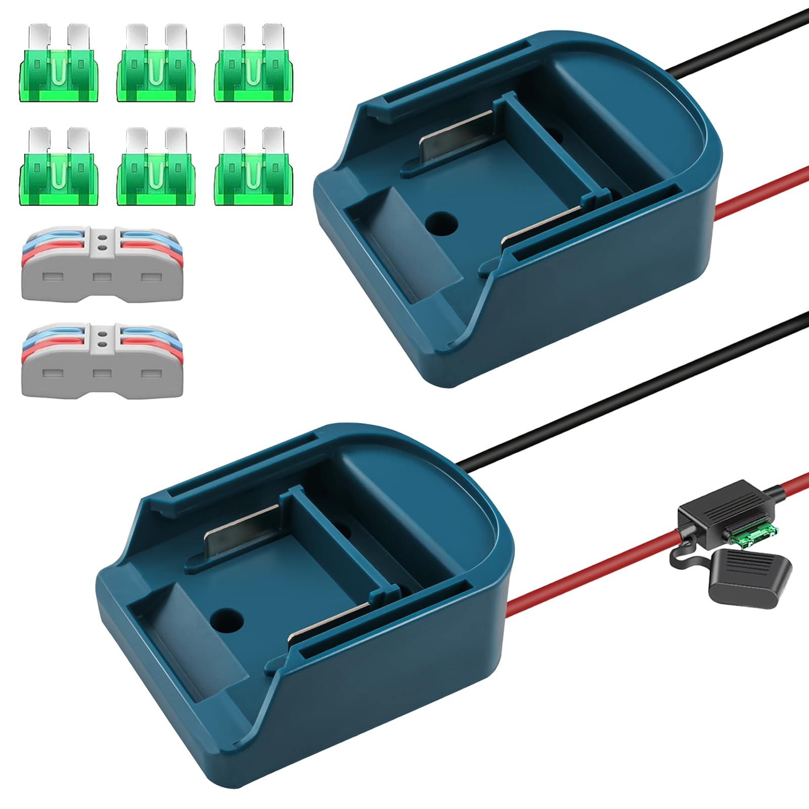2 Pack Power Wheel for Makita 18V Battery Adapter, Power Wheels Battery Converter Kit with Fuses & 14AWG Wire & Control Switch Use for DIY Ride On