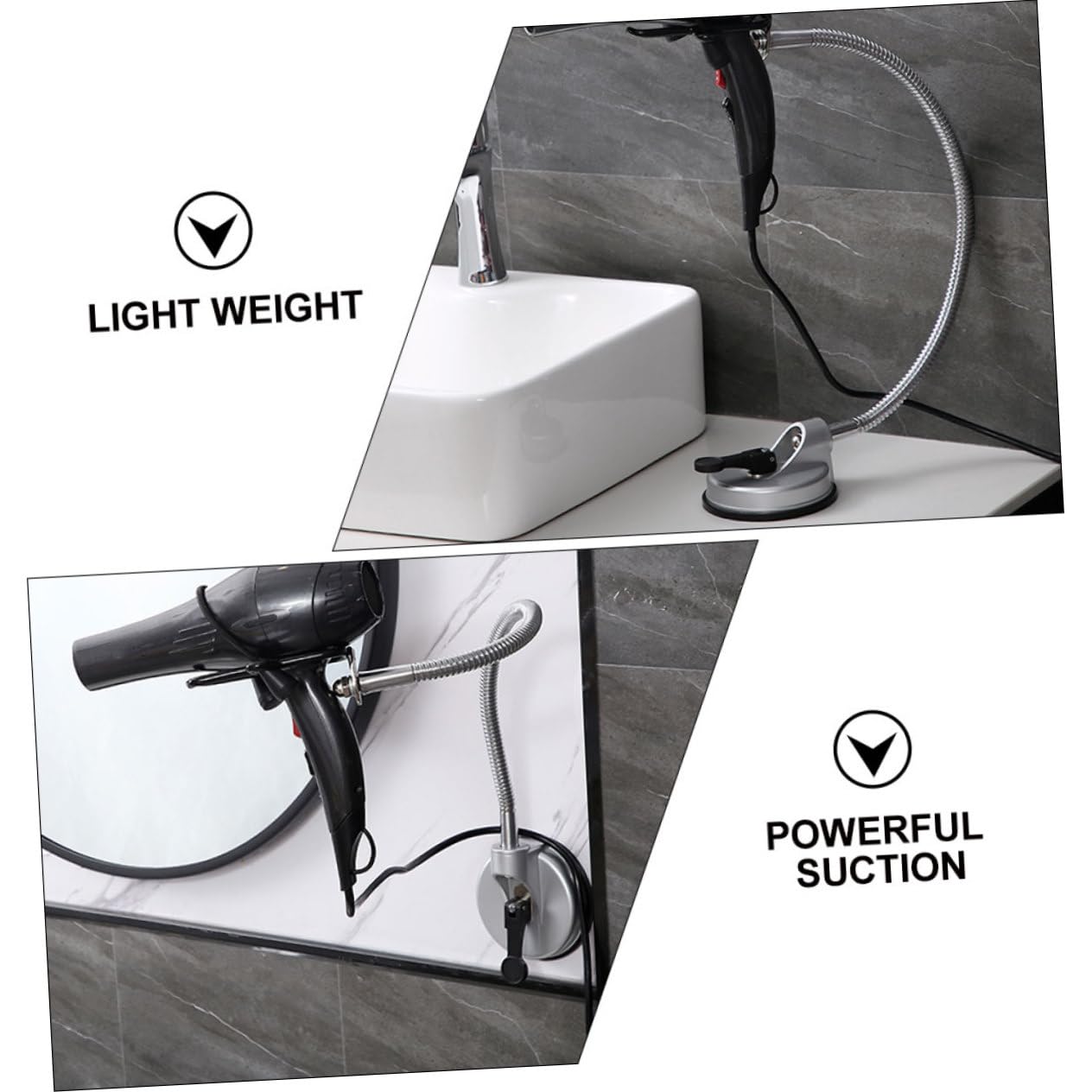 DOITOOL Drehbarer Freihändiger Haartrocknerhalter mit Saugnapf, Schwarz
