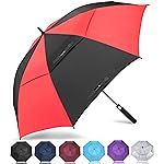 ZOMAKE Golf Umbrella Windproof, Extra Large Oversized Heavy Duty Double Canopy for Rain, Sports Games & Push Cart(54inch,Black,Red)