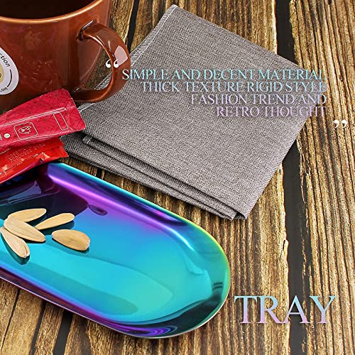 Bymivofun Oval Tray, Oval Cosmetic Tray, Stainless Steel Storage Tray, for Jewellery Storage Snacks, Tea Tasting, Candles - Image 4