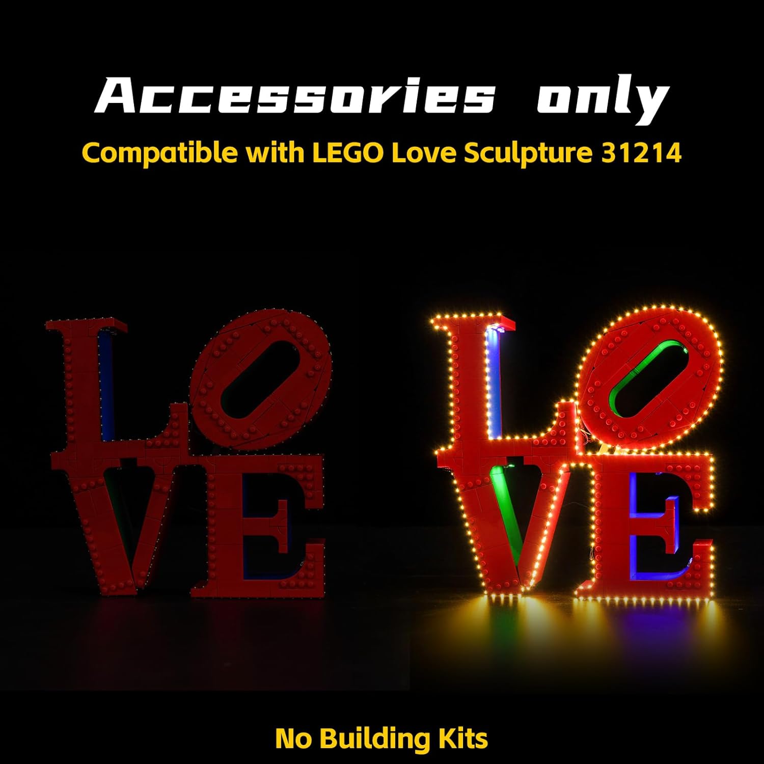 BrickBling LED Light Only, Excluding Model, Compatible with Lego Art Love Sculpture 31214 - Display for Valentine's Day