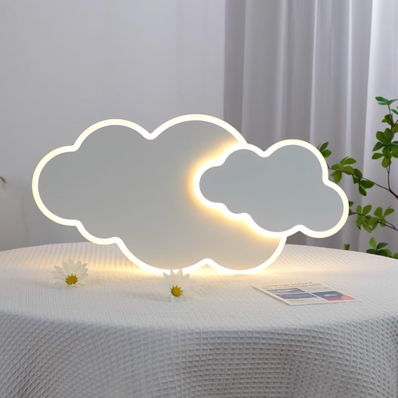 Lámpara de techo Nube LED 3D de 55 cm con 2 nubes, lámpara de araña para habitación infantil, sala de estar, dormitorio de niño o niña, 3 luces, 46 W