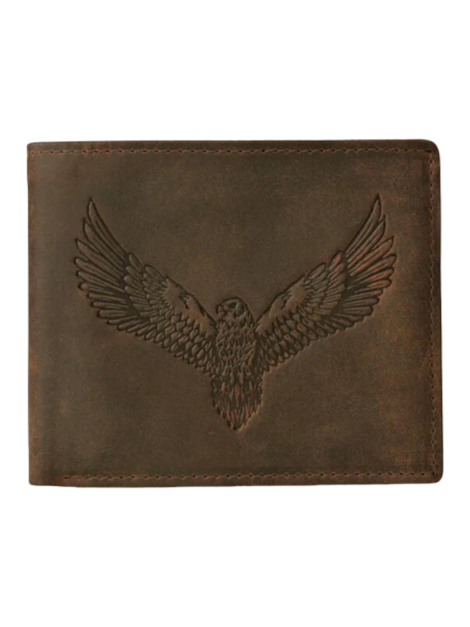 RFID Protected Leather Wallet for Men | Classic Style & Printed | Premium Leather Craftsmanship | 3 Card Slots, 2 Cash Compartments, 2 Secret Slots, Coin Pocket (Eagle, Brown)-image-24