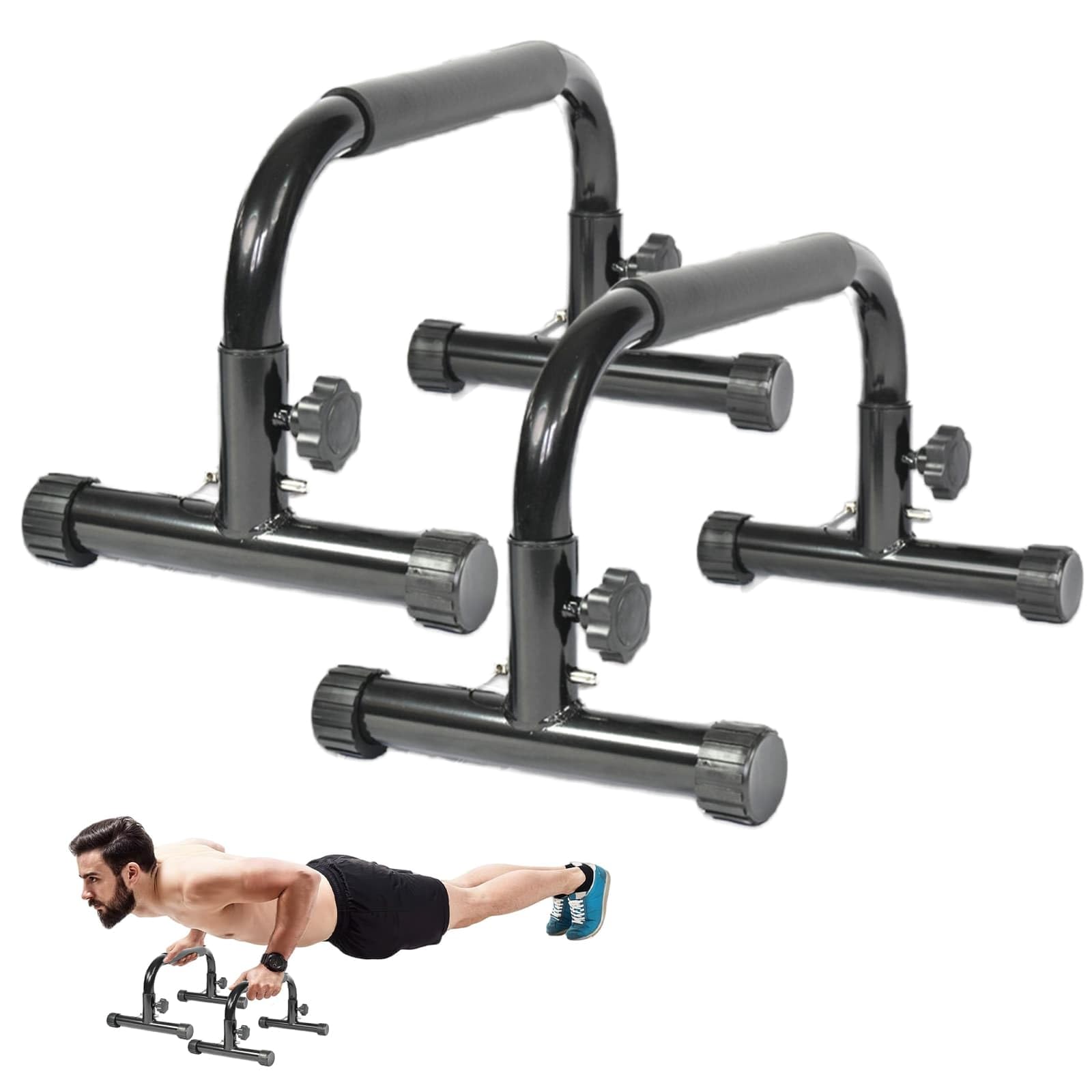 Parallettes Bars, Strength Training Push Up Handles 9.8 in High 200kg/441lbs Weight Capacity, Parallel Pushup Bars for Home Gym Workouts, Pushup Stand Calisthenics Equipment, 19.3 × 9.8 × 9.8 in