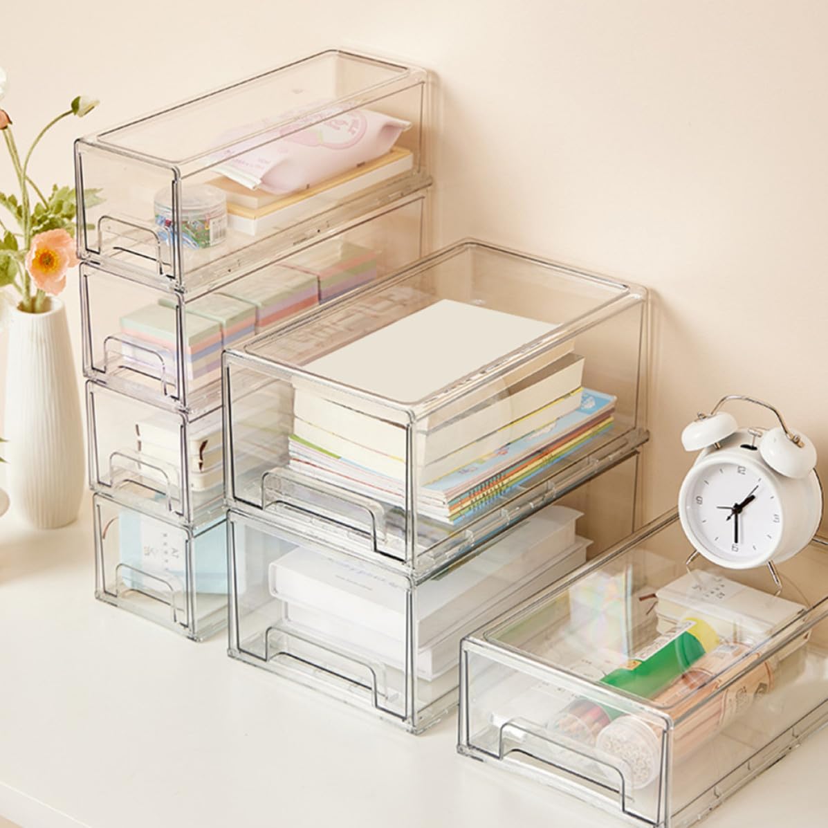 2 Stück Kosmetik Organizer aus Acryl mit Schubladen